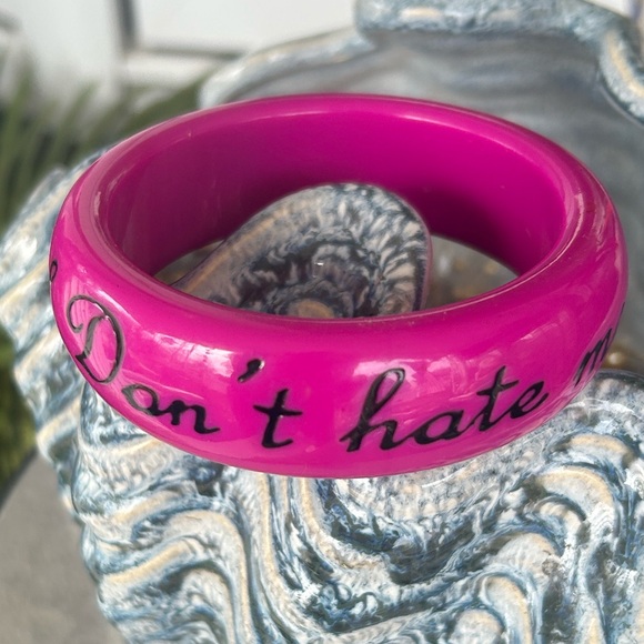 Pink Lucite Bangle Bracelet - Picture 3 of 7